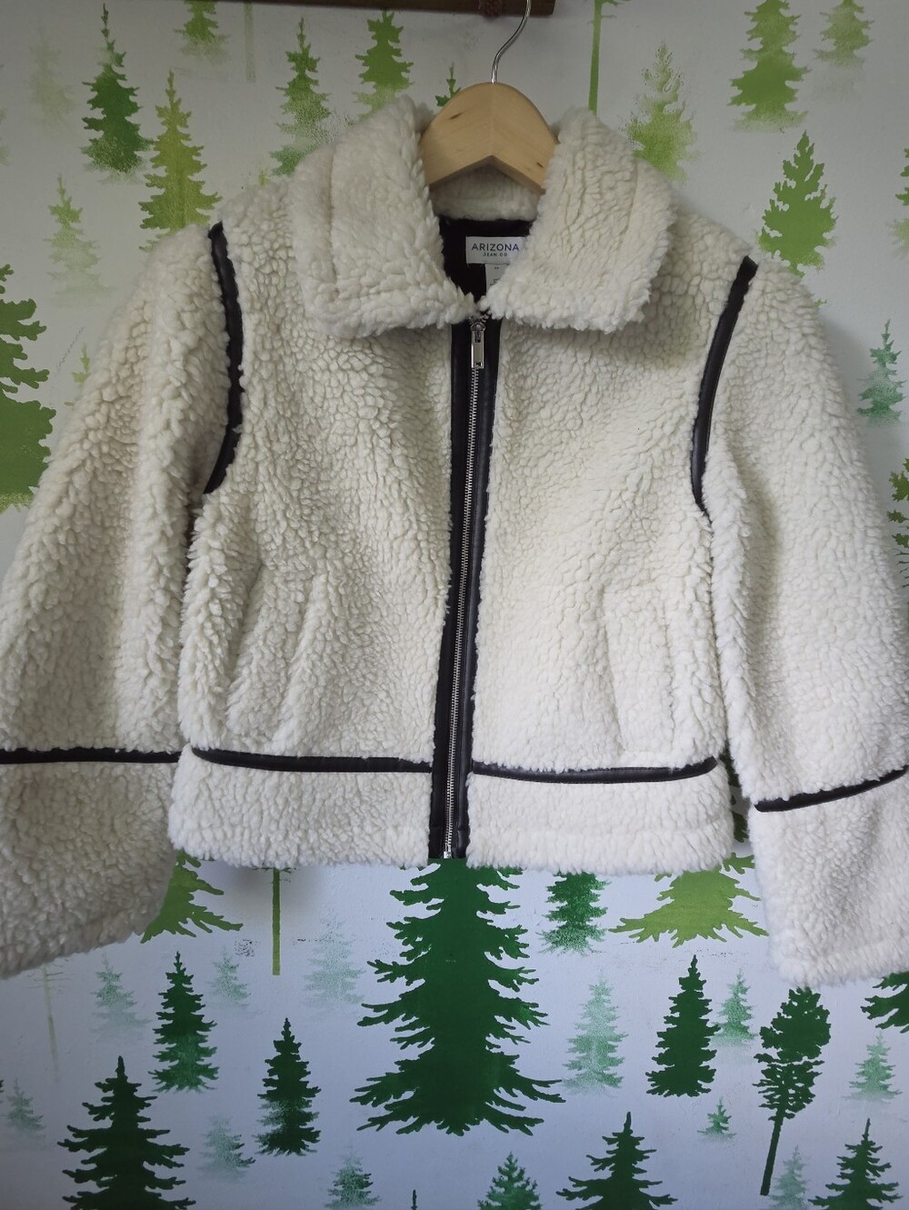Arizona Womens/Juniors Faux Shearling Midweight Bomber Jacket